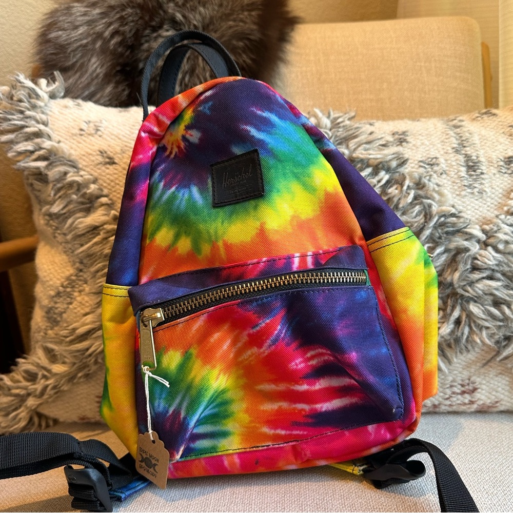 mini hershcel back pack rainbow tie-dye